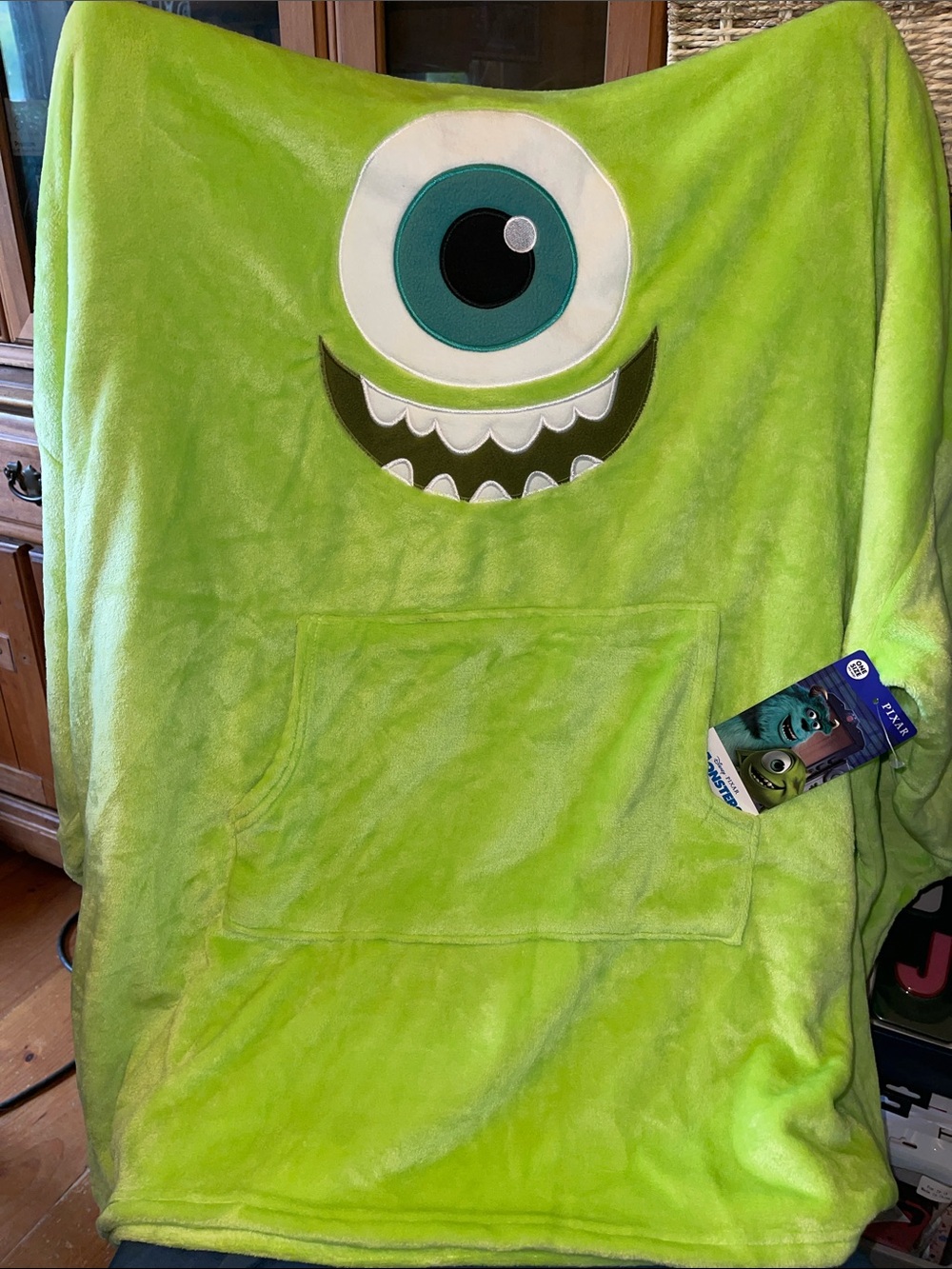 Disney Pixar Monsters Mike Wazowski Plush Green Pullover Hoodie Blanket